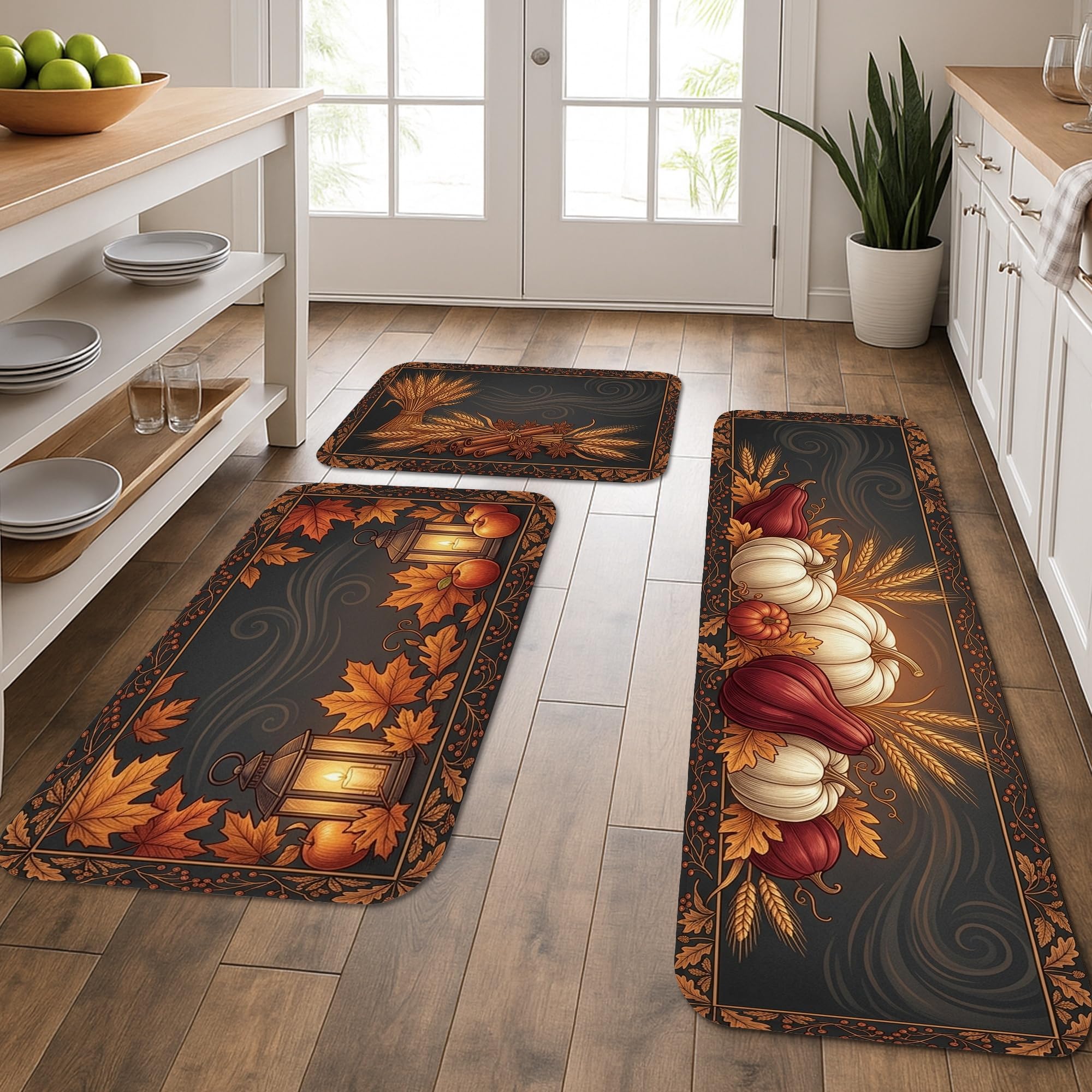Tapis de cuisine pour éviter la fatigue devant l'évier lot de 3 d'automne