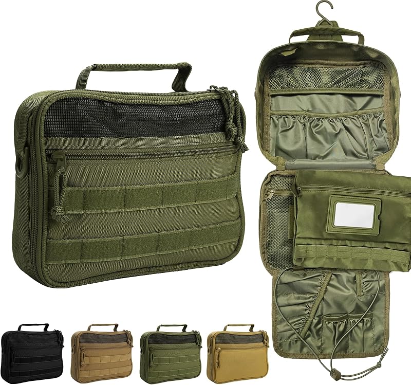 Necessaire suspensa de viagem HJOKLS com gancho e espelho removível, verde