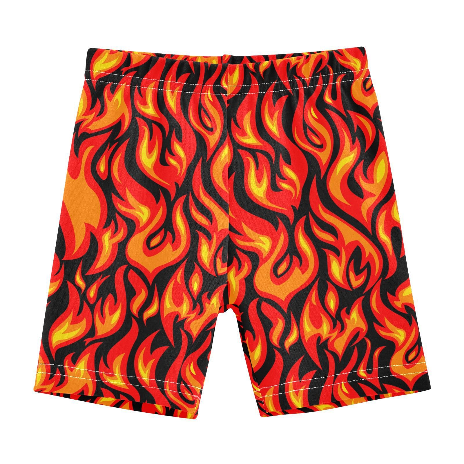 JHKKU Girls Flame Shorts Cotton Cartwheel Bike Kids Biker Under Dress Dance Short Girl Clothes 6T