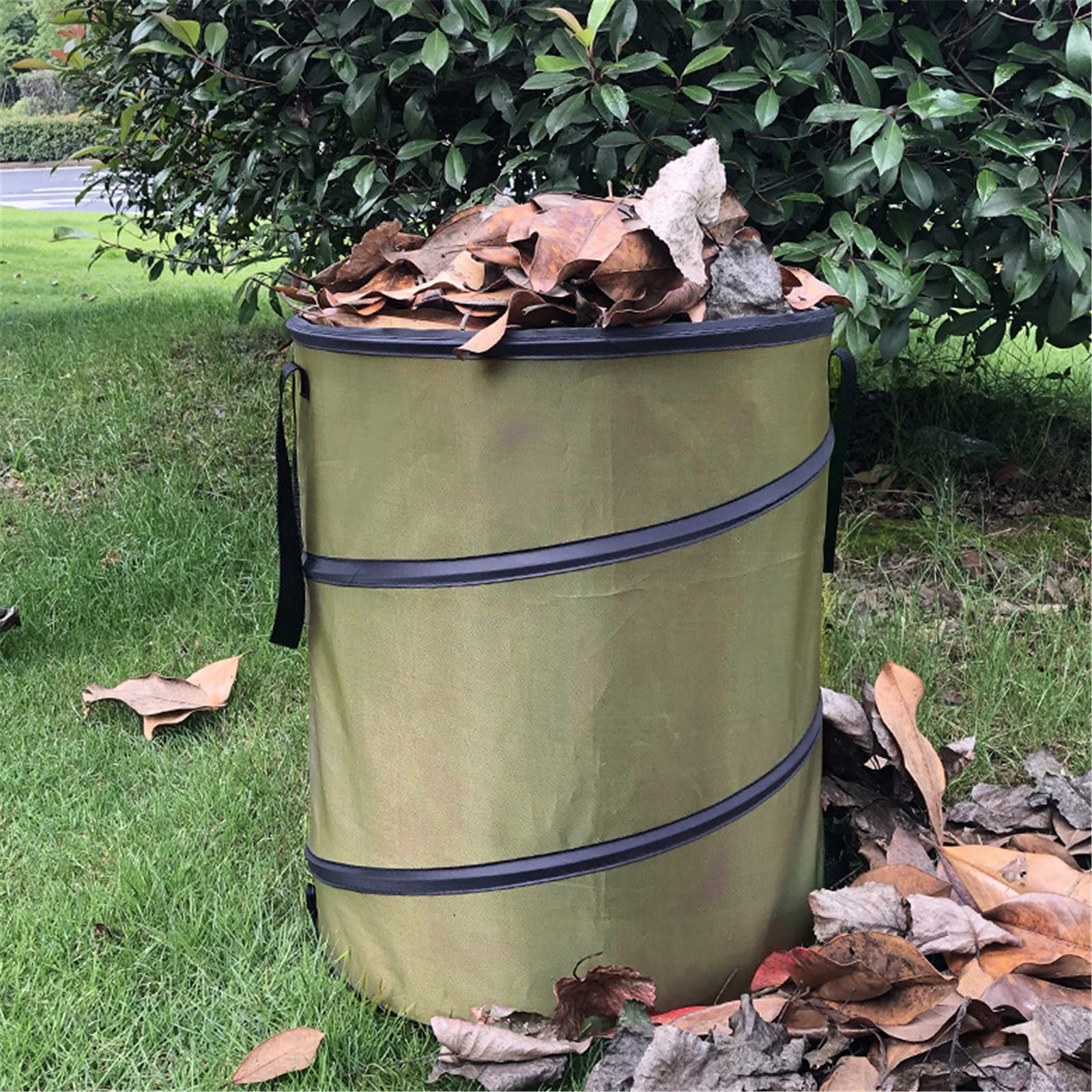 Sacchi da Giardinaggio,Sacco per Rifiuti da Giardino Idrorepellente Antistrappo Riutilizzabile Pieghevole Borsa da Giardino con Maniglie per Foglie da Giardino (91L,3 Pezzi)