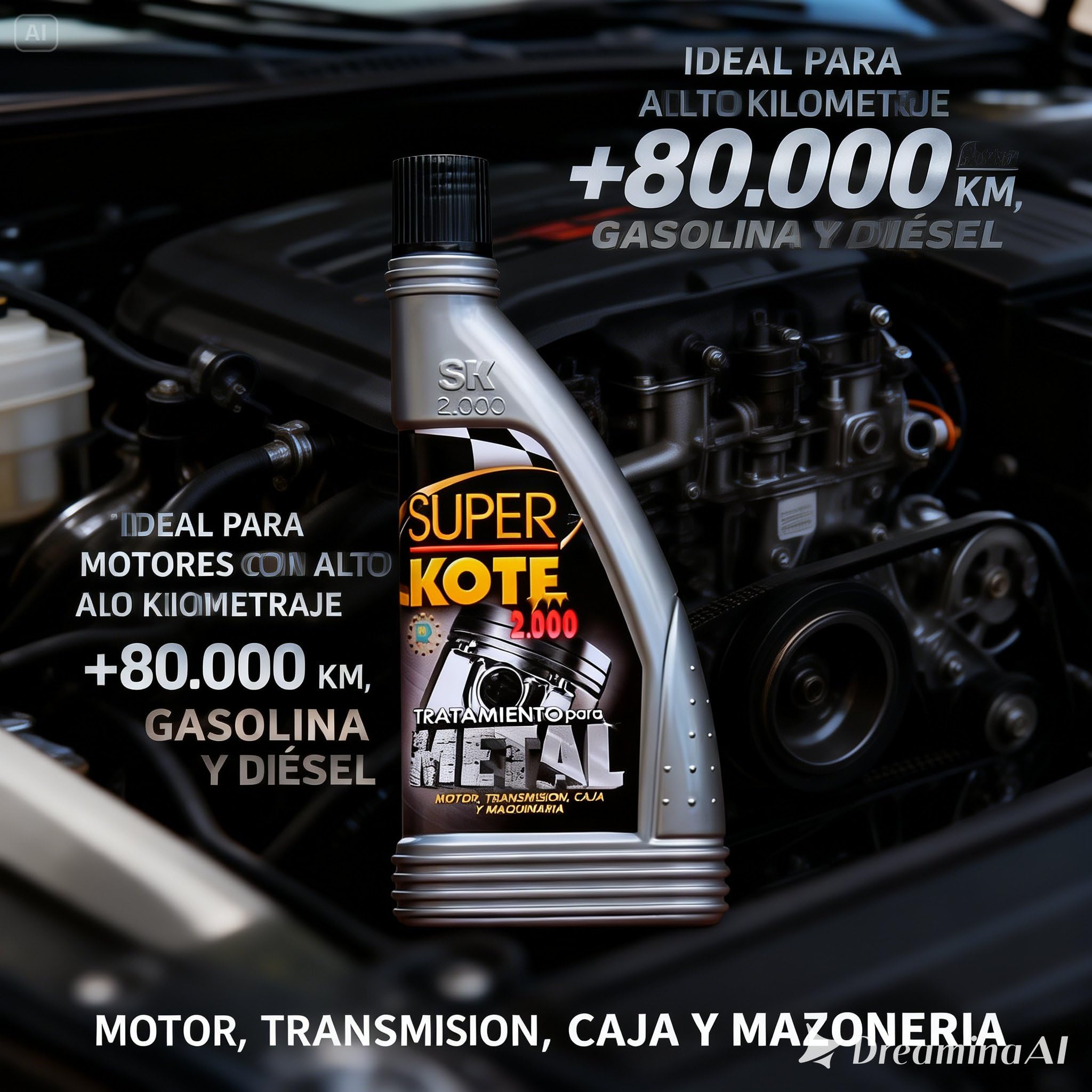 SUPERKOTE PREMIUM – Tratamiento Antifricción Motor, Aditivo Aceite, Reduce Desgaste y Ruido, Ahorra Combustible, Ideal para Motores con Alto Kilometraje