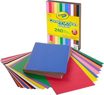 Crayola Construction Paper (240ct), 12 Assorted Colors, Kids Arts & Crafts Paper, Gifts for Kids, Classroom Supplies for Teachers