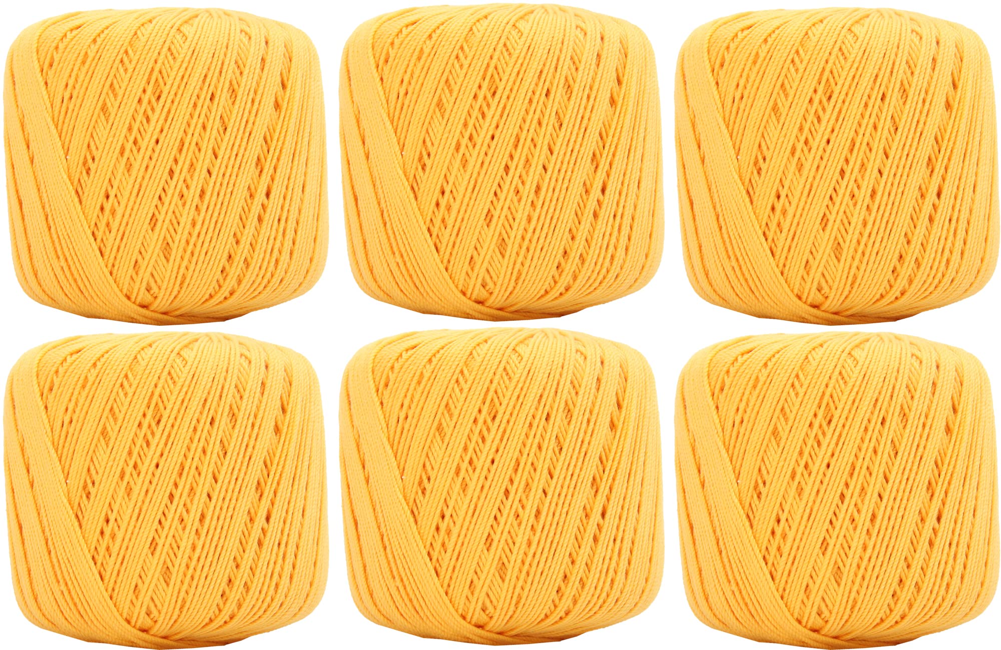 ThreadArt 100% Cotton Crochet Thread Size 3, 6 Ball Pack, Pollen Gold 40