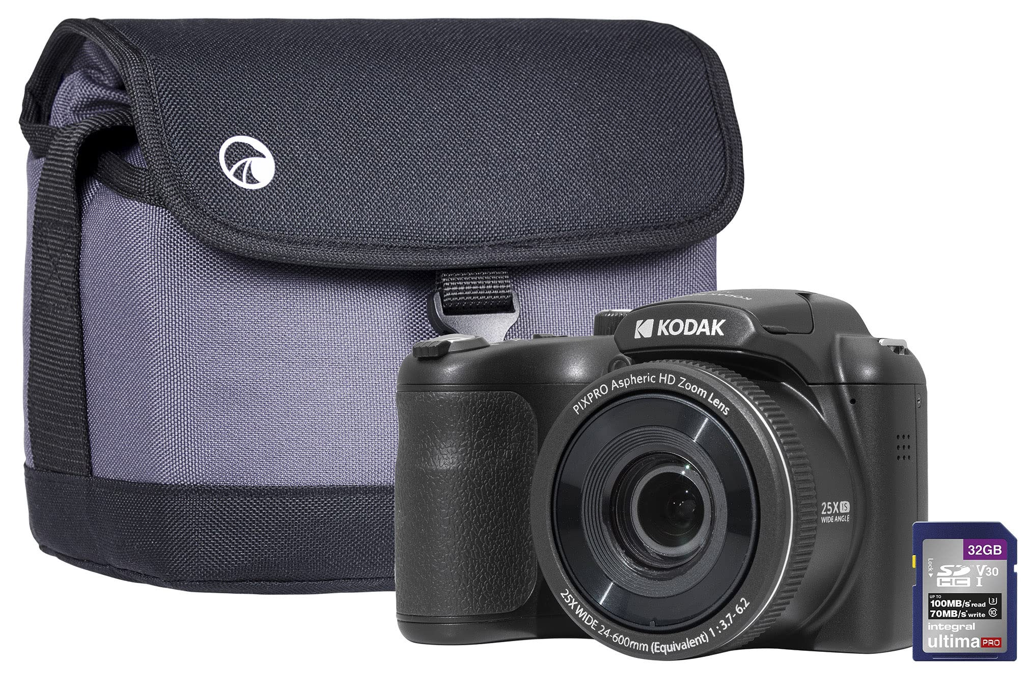 Kodak PIXPRO AZ255 16MP 25x Astro Zoom Bridge Camera - Black (Camera + 32GB SD Card + Case)