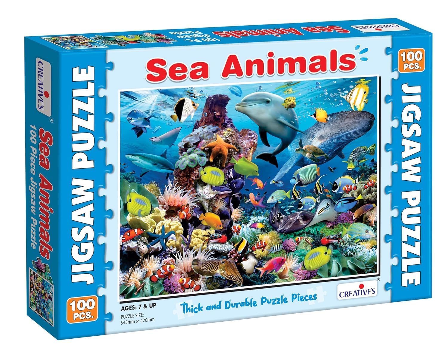 Creative's Sea Animals – 100 Piece Jigsaw Puzzle | Ocean-Themed for Kids & Adults | Fun & Challenging Brain Game | Educational Sea Life for Ages 6 & Up