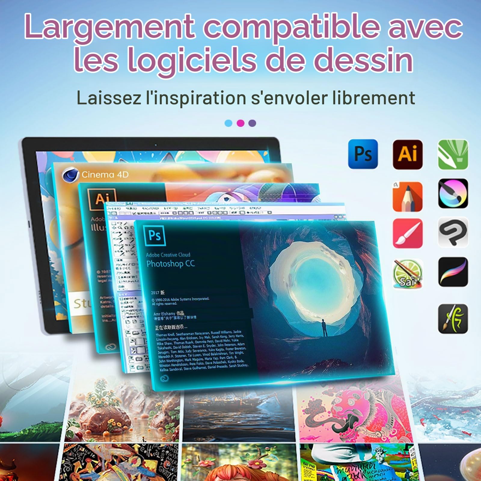 Tablette de Dessin Graphique au Design élégant BT-101A, écran IPS de 10,1 Pouces avec Stylet Niveau Pression 16384 pour, Bloc-Notes Numérique pour Enfants Designers