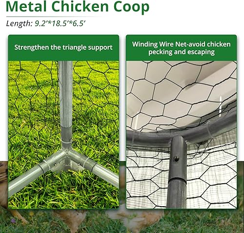 Miniatura 7 de Towallmark Gallinero de metal grande, jaula de alambre galvanizado para aves de corral, pollo, gallinero, jaulas de pato, conejos con cubierta