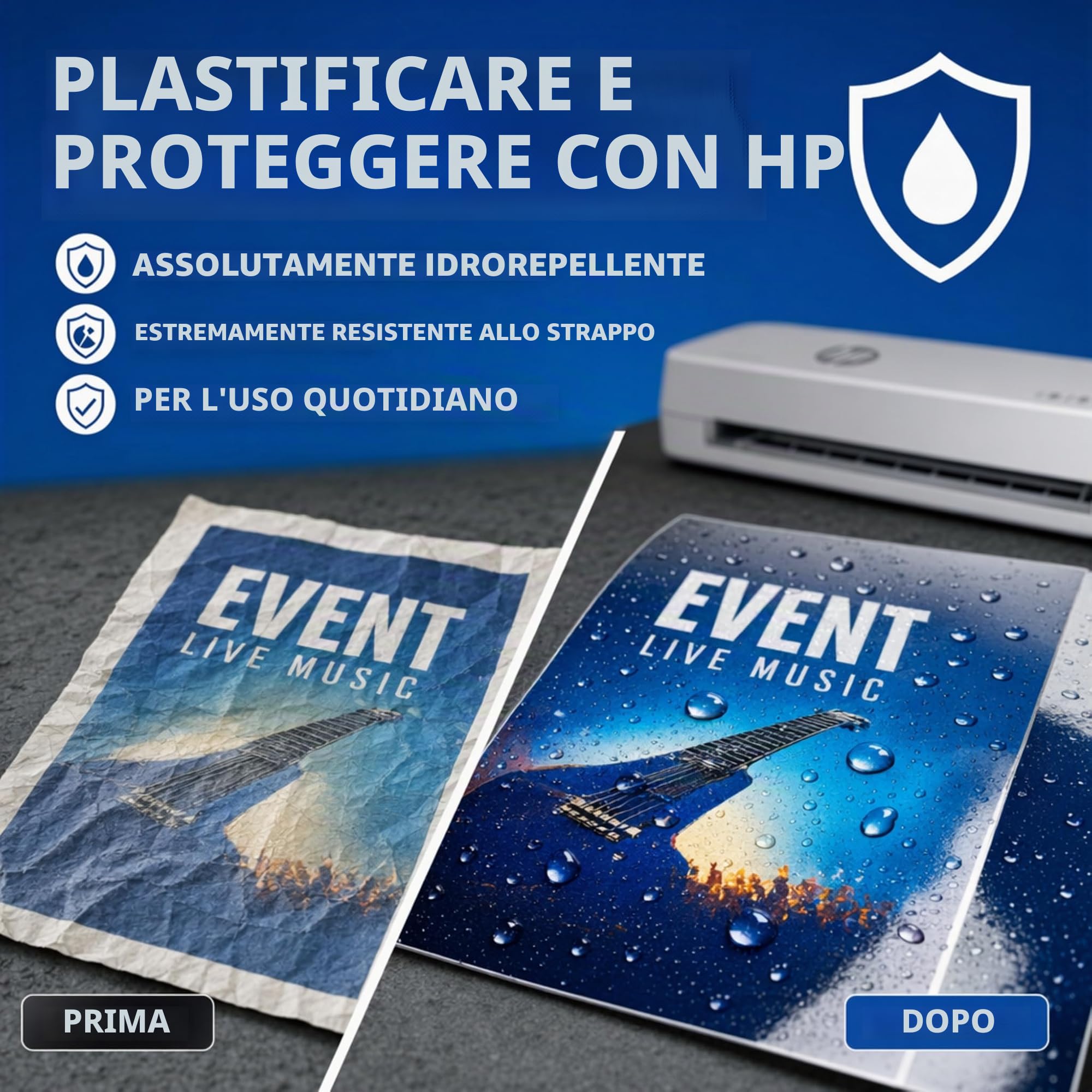 HP ONELAM COMBO A3 laminator Warm integrated trimmer corner rounder 40 cm/min speed + 15 pouches: 3xA4 4xA5 4xA6 4xB-CARD White
