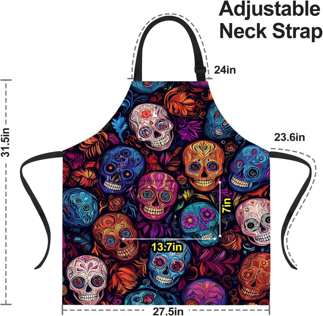 ANNA QUEEN Funny Cat Apron for Women Men with Pockets Spring Sunflower Apron Adjustable Kitchen Chef Cooking Apron