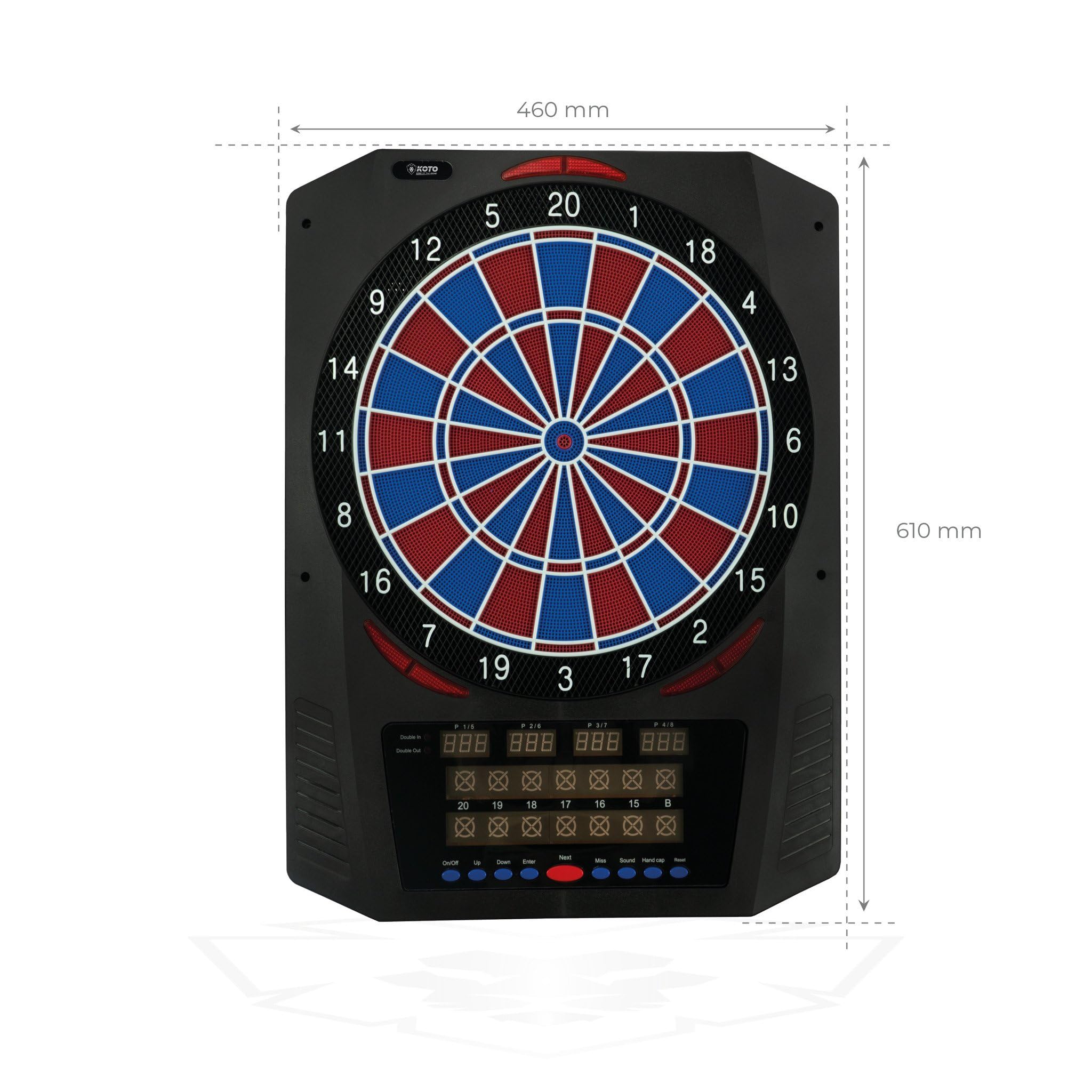 KOTO – Bersaglio Elettronico Royal 580, 6 Freccette Soft, 36 Giochi, Oltre 580 Varianti, per 1-8 Giocatori
