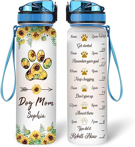 Vista 48 de TheSunCozy - Botella de agua motivacional personalizada de 32 onzas con diseño de girasol de mapache con texto en inglés "You Are My SunSunshine