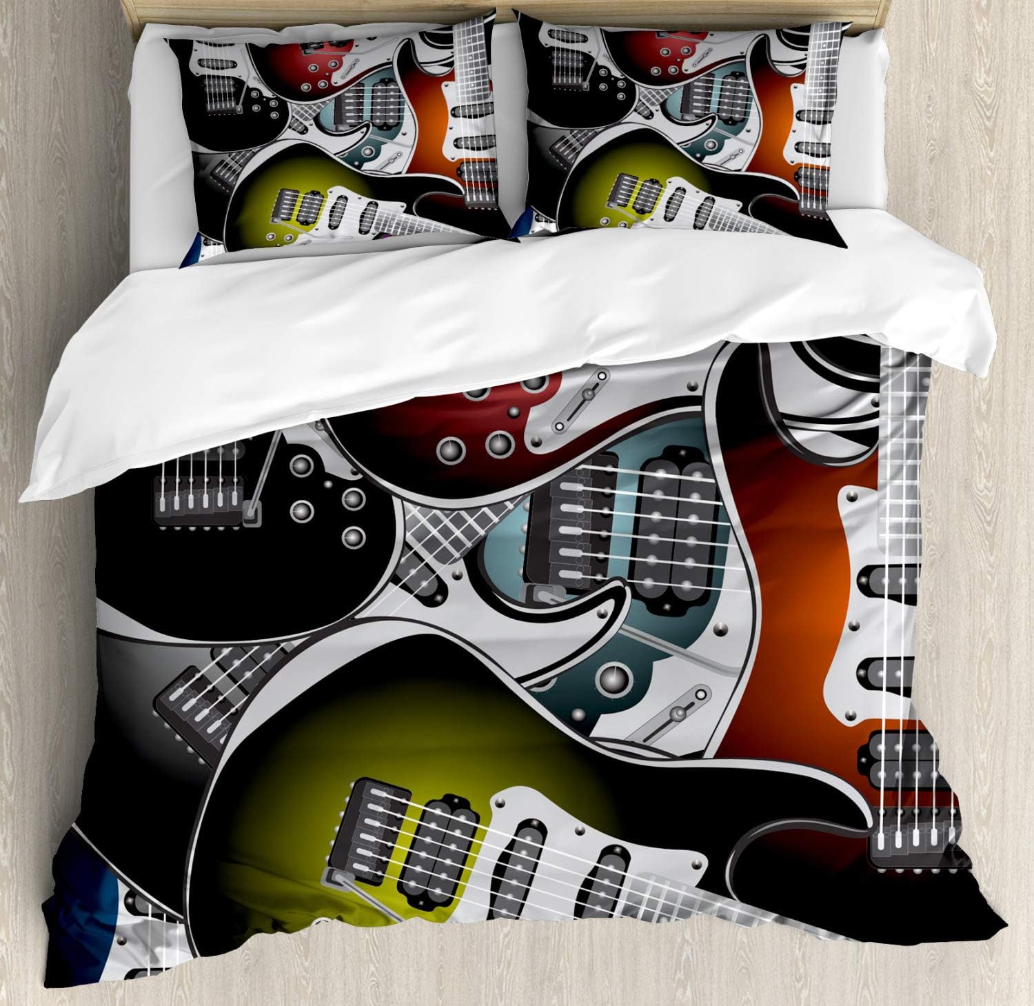 Hard Rock Hotel King Pillowcase Guitar Motif Set Of 2 King pillowcases