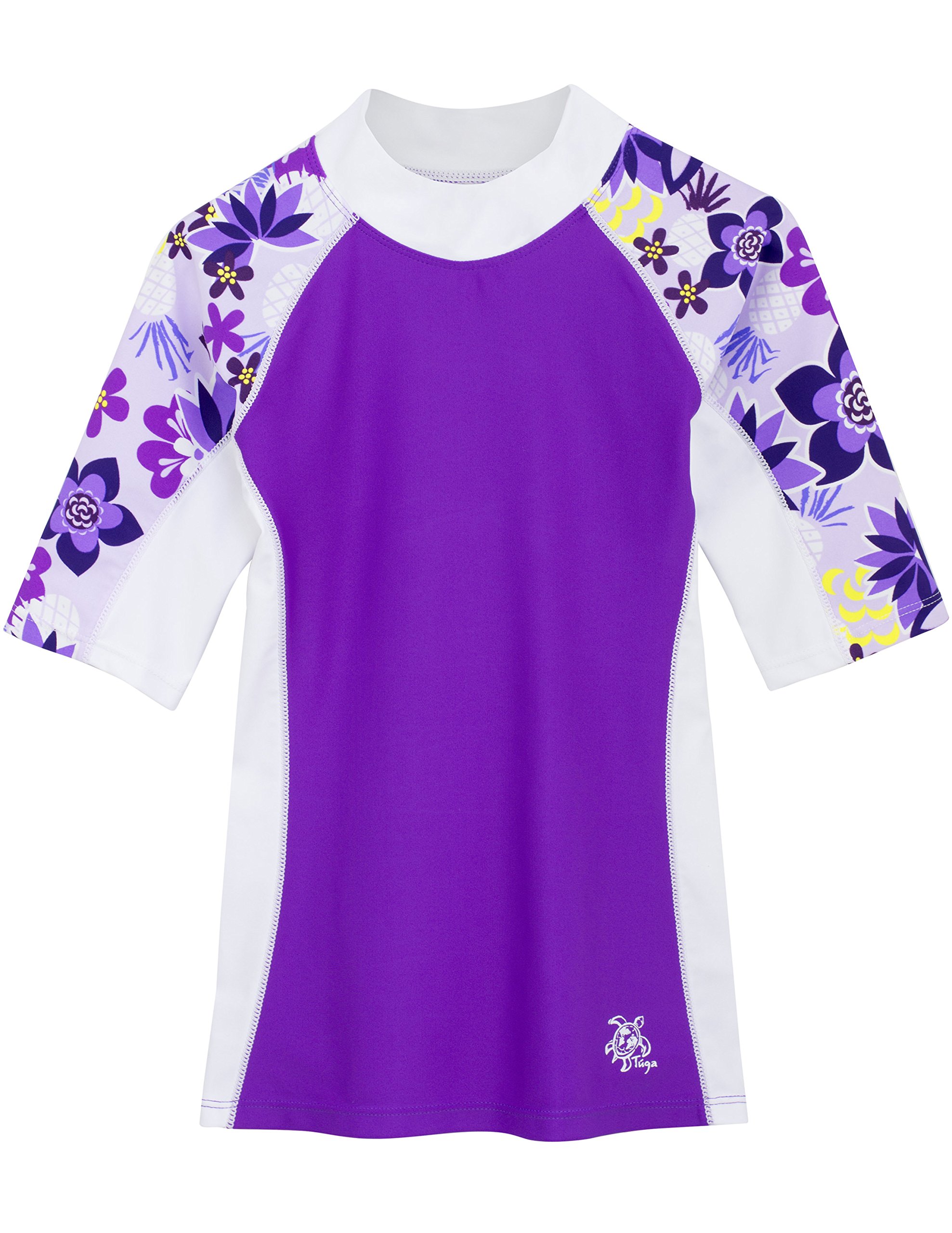 Tuga SunwearTuga Girls Short Sleeve Rash Guard Children 1-14 Years, UPF 50+ Sun Protection Swim Shirt
