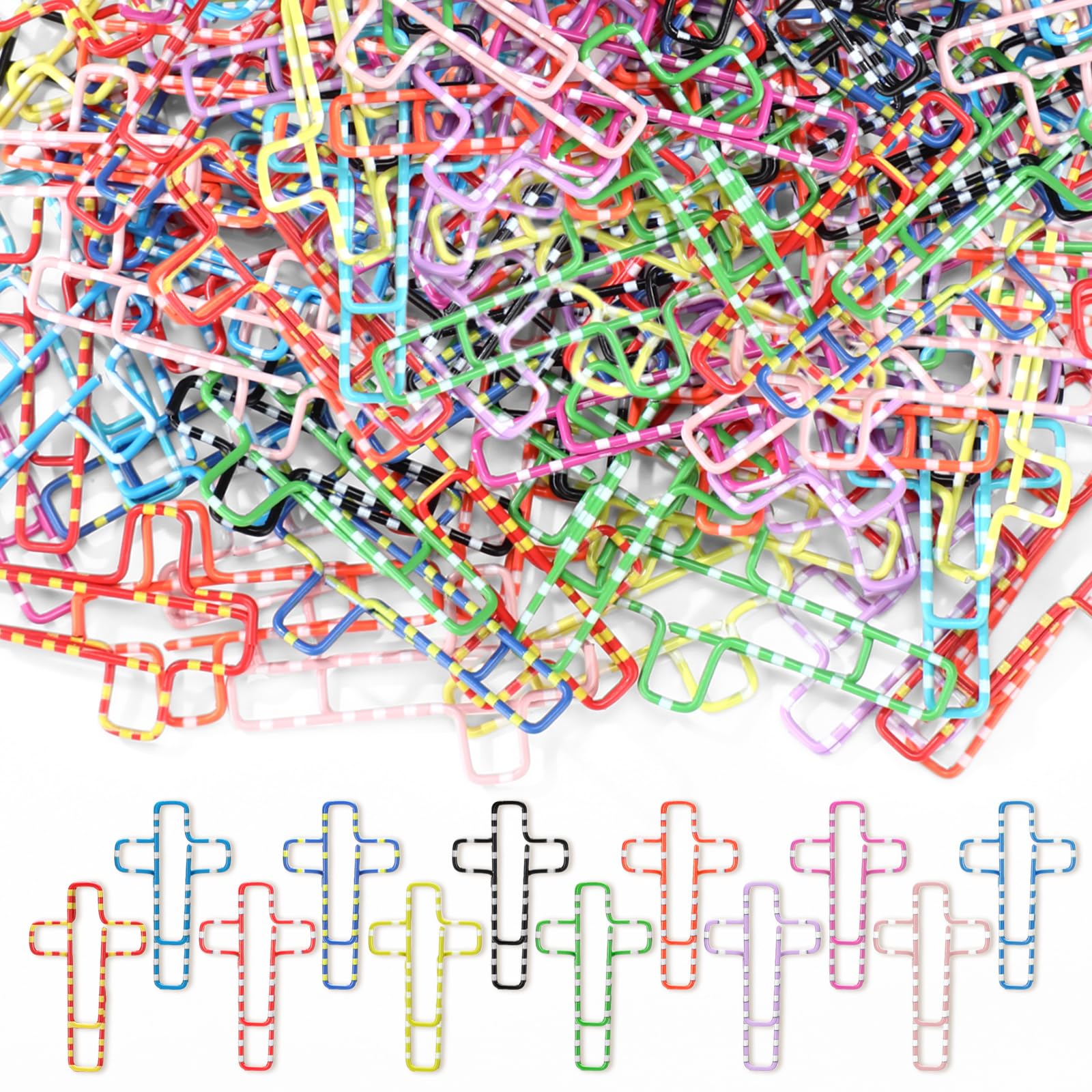 Saypacck 100 Pcs Cross Paper Clips 1.34 x 0.8 Inches Cute Paper Clips Christian Journaling Supplies for Bookmark Study Bible Gifts (Colorful)