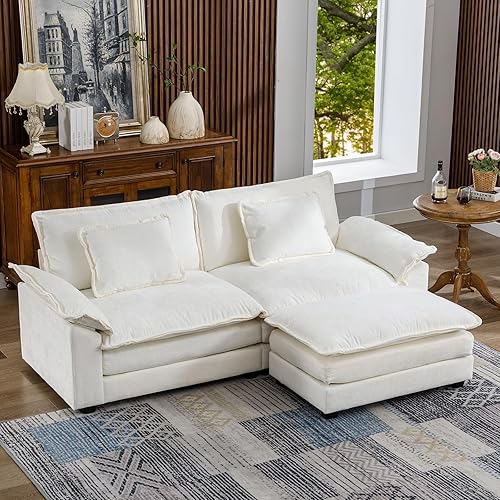 Miniatura 1 de 85.8" Modern Sectional Sofa Cloud Couch for Living Room, Chenille Fabric Double-Upholstered Comfy Sleeper Sofa, Wide Loveseat Couches with Moveable