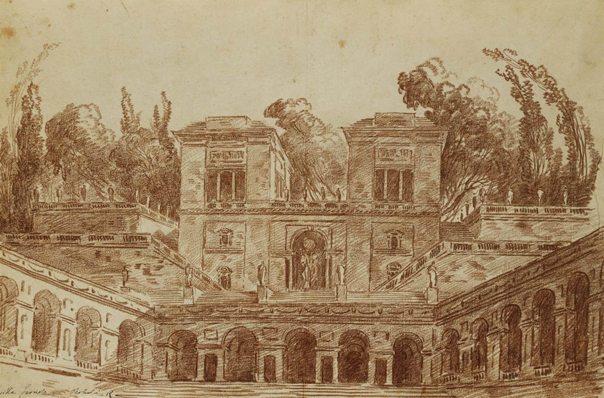 ARTXLXXBN Famous Print Painting Colorful Art Print the Villa Farnese by Hubert Robert Canvas Art Decorations for Home Decor 60x90cm