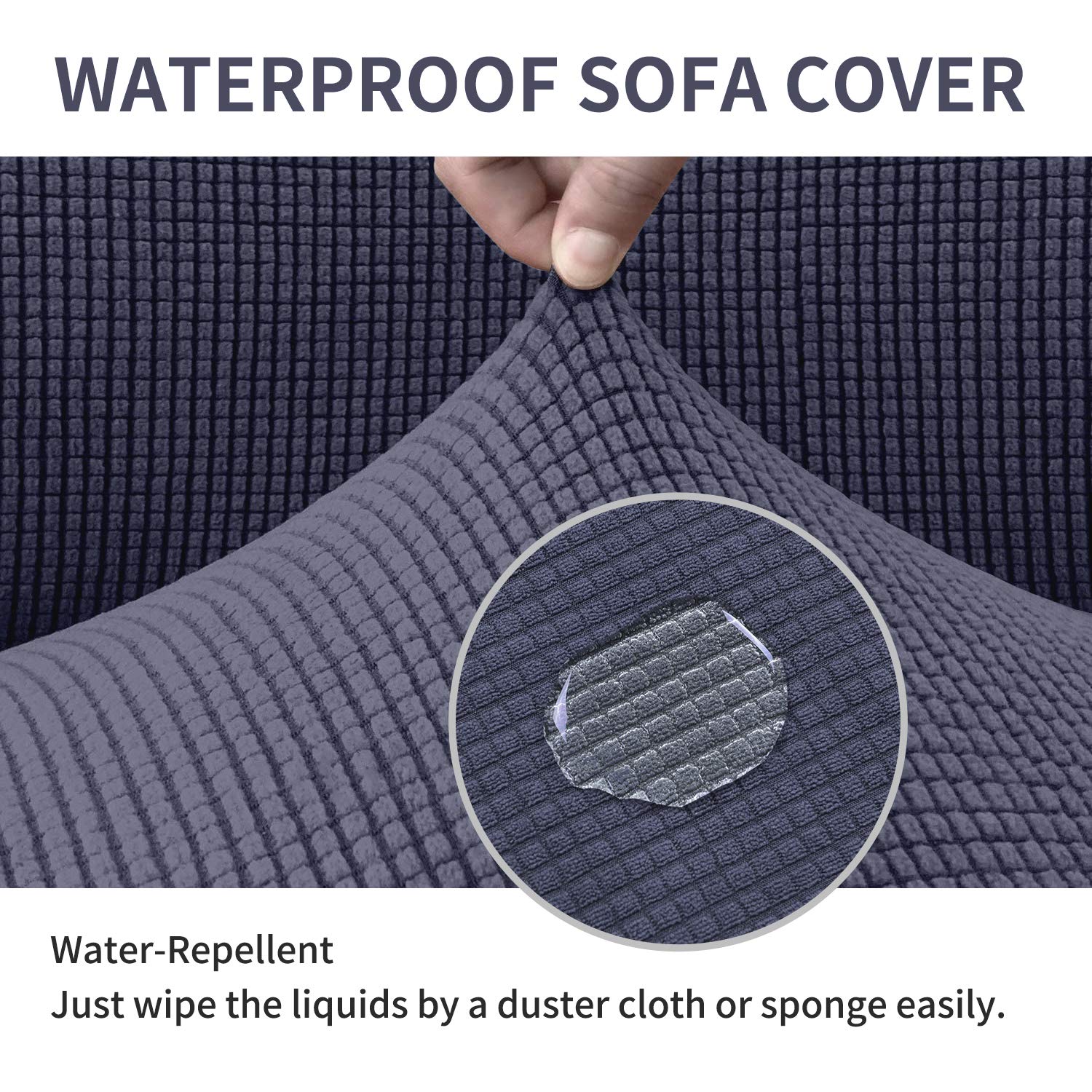 Stretch Water Repellent Sofa Cover – One Piece Sofa Slipcover Furniture Protector Super Soft Fabric Couch Cover for Pets and Dogs, Removable and Washable (Gray, Sofa: 91’’-110’’)