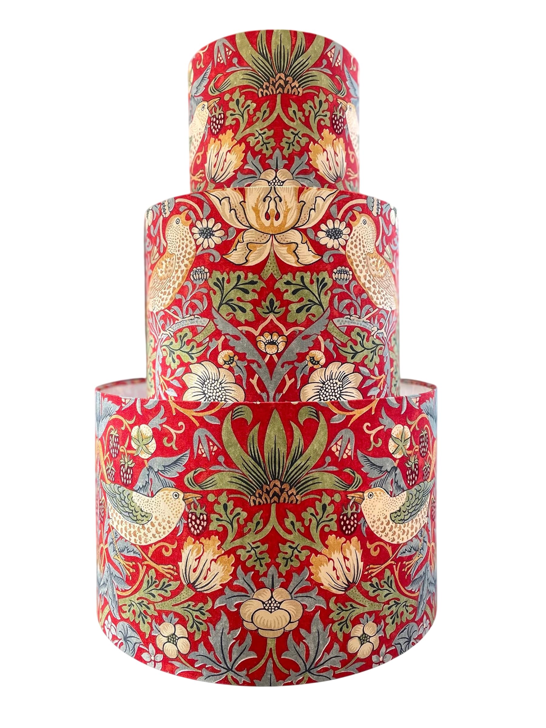 Handmade Lampshade William Morris Strawberry Thief Crimson Red (Medium (30cm Diameter), Ceiling/Pendant)