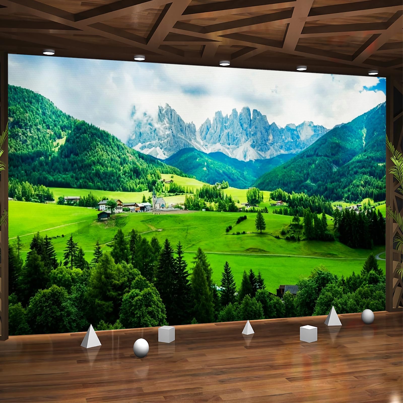 Générique Papier Peint Panoramique 3D 350x256 cm Vallée De Valdifasa Non-tissé Murale Maison Décoration Intérieure Nature Paysage pour Chambre Salon Mur TV Artistique Poster Décoration Murale 1M2637