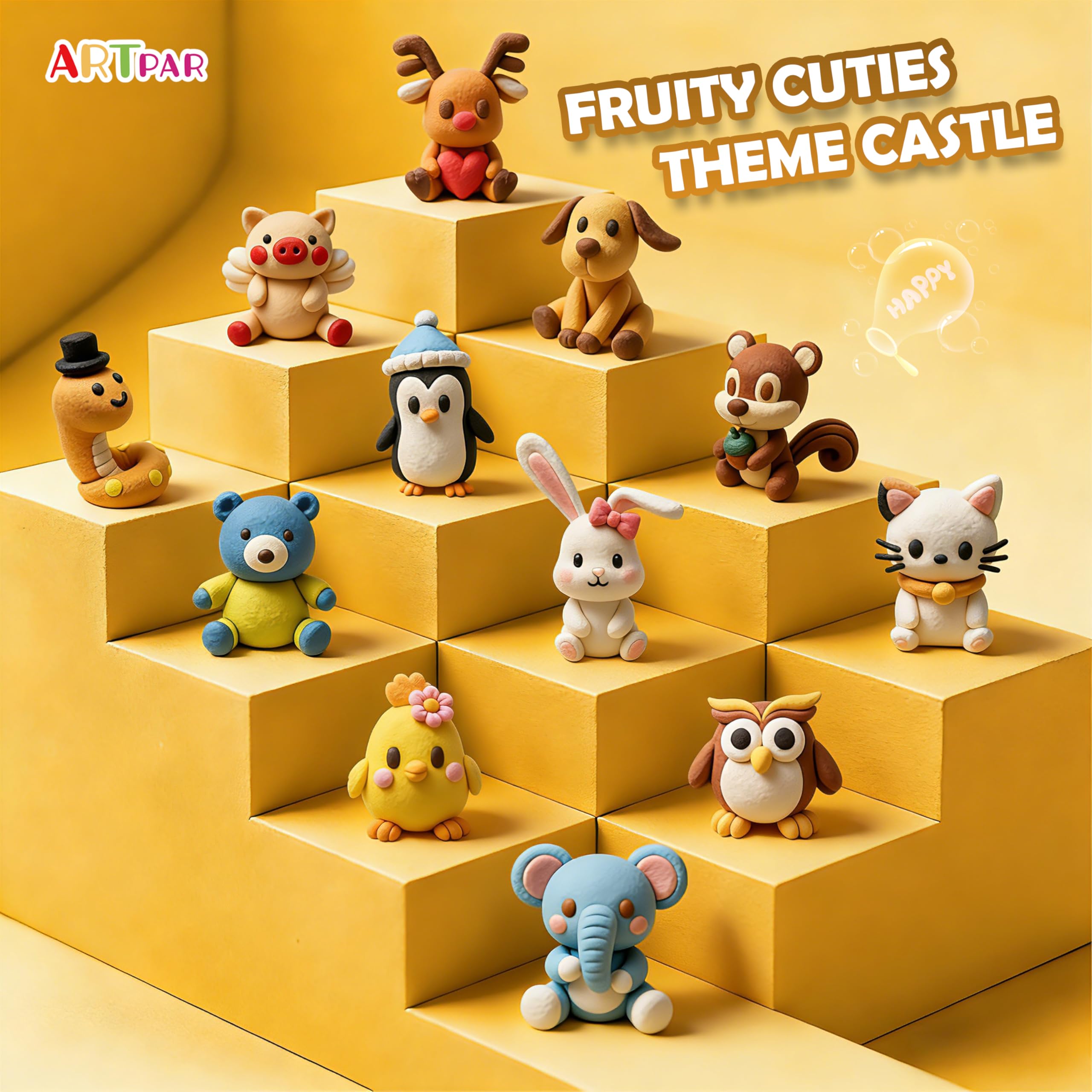 Air Dry Clay Kits for Kids-Modeling Magic Clay,12 Animals DIY Molding Clay Art Crafts Set,Ultra Light & Soft, Safe & Non-Stick with Sculpting Tools & Tutorials, Unique Gifts for Boys & Girls