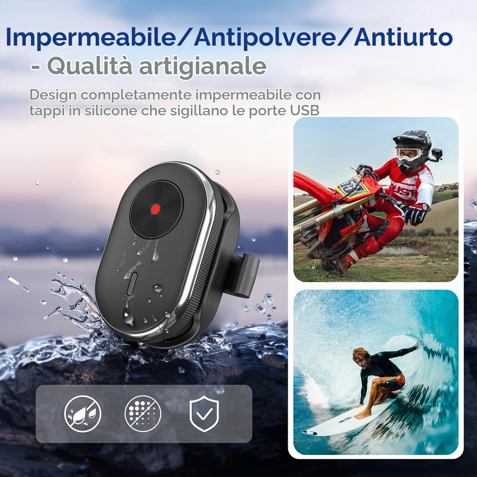 Telecomando Bluetooth universale per DJI Osmo 360/ACTION 6 per Insta360 X5/ACE PRO 2/GO ULTRA per GoPro Hero 13/Max 2 Fotocamera Smartphone Impermeabile Mini Wireless Smart Remote Control
