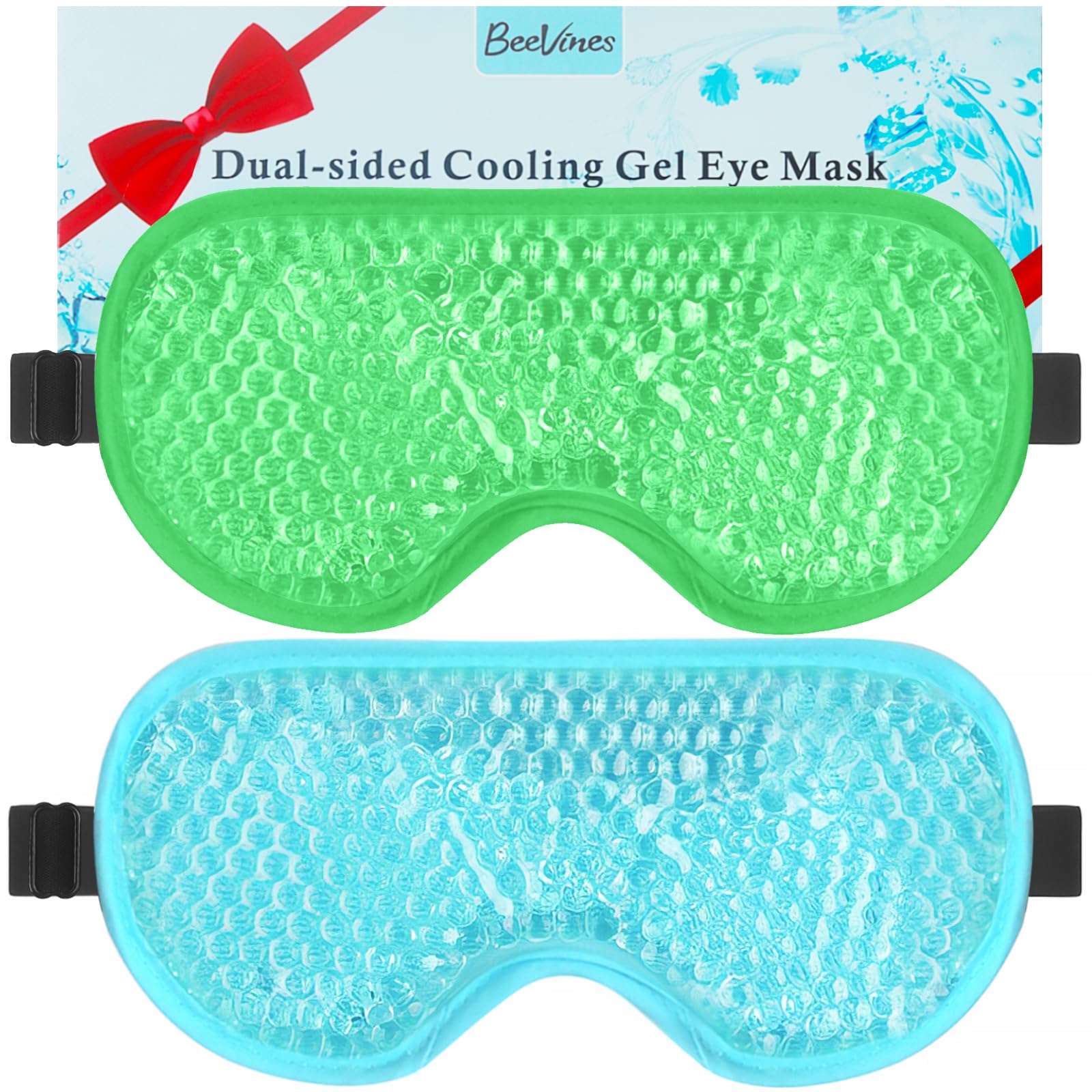 2 Pack Eye Cold Masks for Puffy Eyes for Post Surgery for Men Women, Puffiness, Allergies, Sinuses & Migraines (05 Blau & Neon Grün)