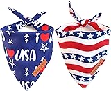 Realeaf 4th of July Dog Bandanas 2 Pack, Triangle Reversible American Flag Pet Patriotic Scarf for Boy and Girl, Premium Durable Fabric, USA Bandana for Large and Extra Large Dogs (X-Large) American Flag X-Large