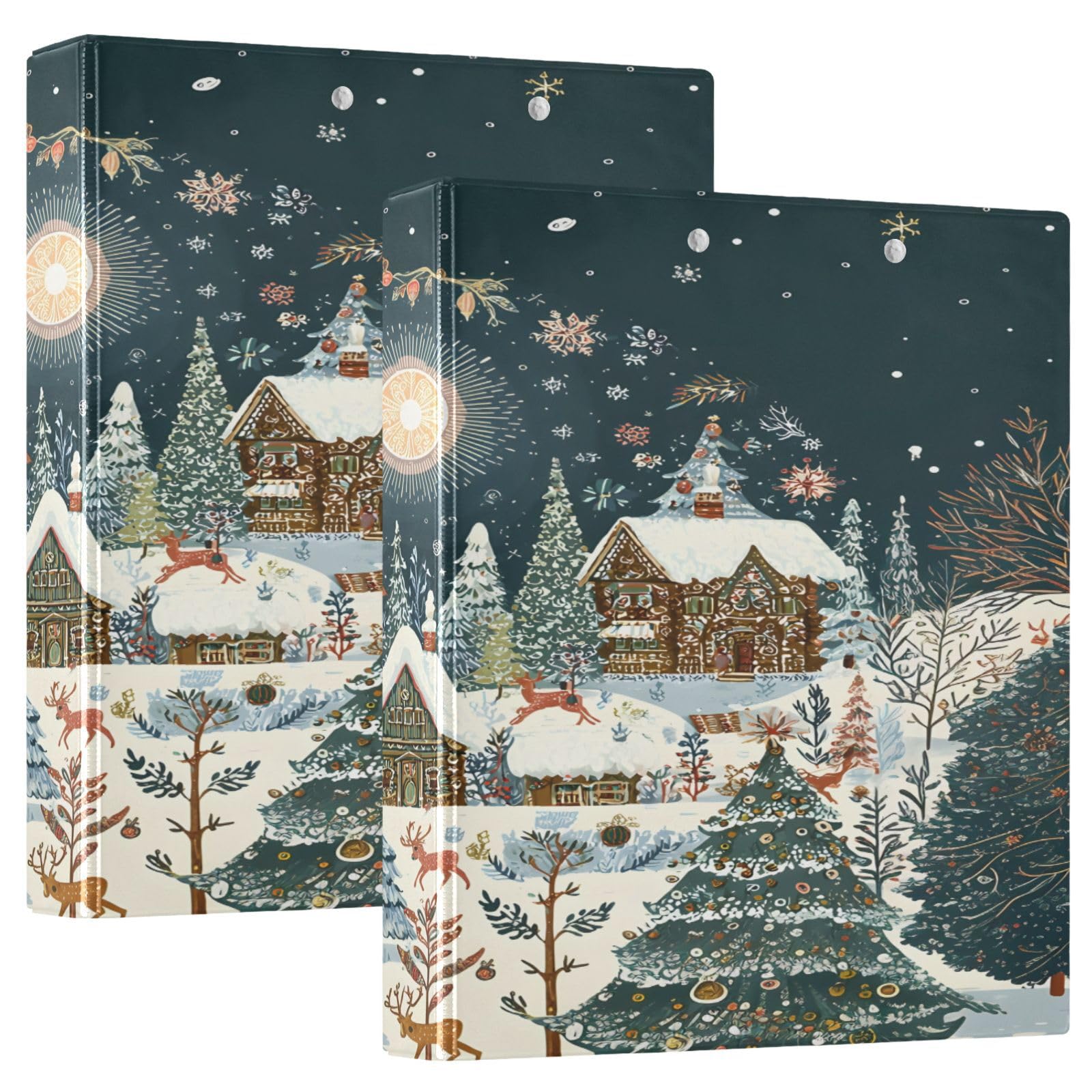 3 Ring Binder Christmas House Winter 1.5 inch Binders