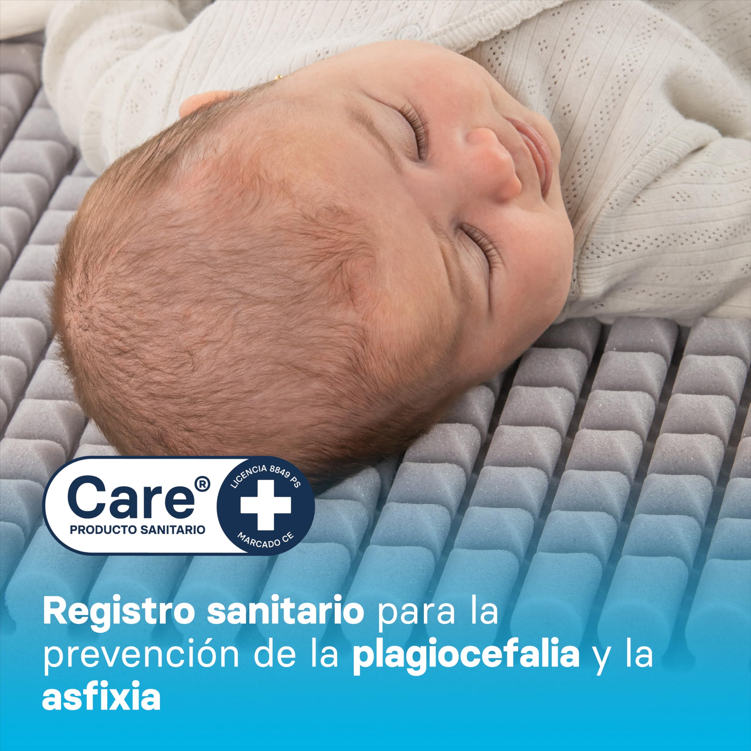 Ecus Kids, Colchón Mini Cuna Care Mini 90x50 cm, Antiplagiocefalia, Tejido Xtra-Cool, Hipoalergénico, Desenfundable, Altura 8 cm, Colchón Infantil para Sueño Seguro y Saludable