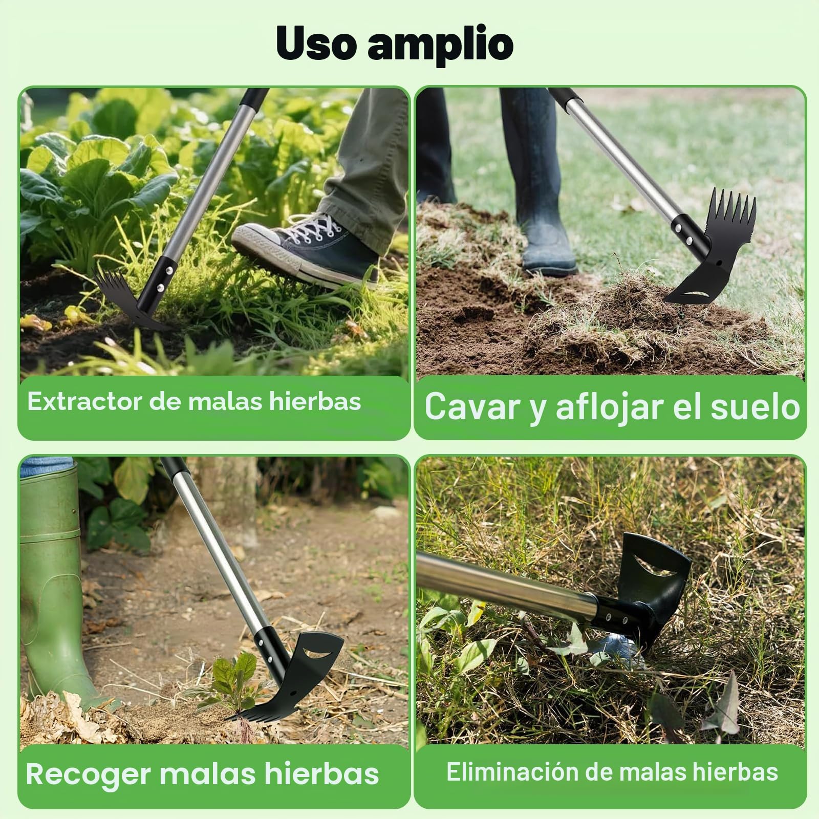 Extractor de Malas Hierbas con Mango Largo de 150 cm, 2 en 1 para Desmalezar Manual, Quitar Malas Hierbas Jardin Mango Largo,para Patio, césped, terraza, jardín