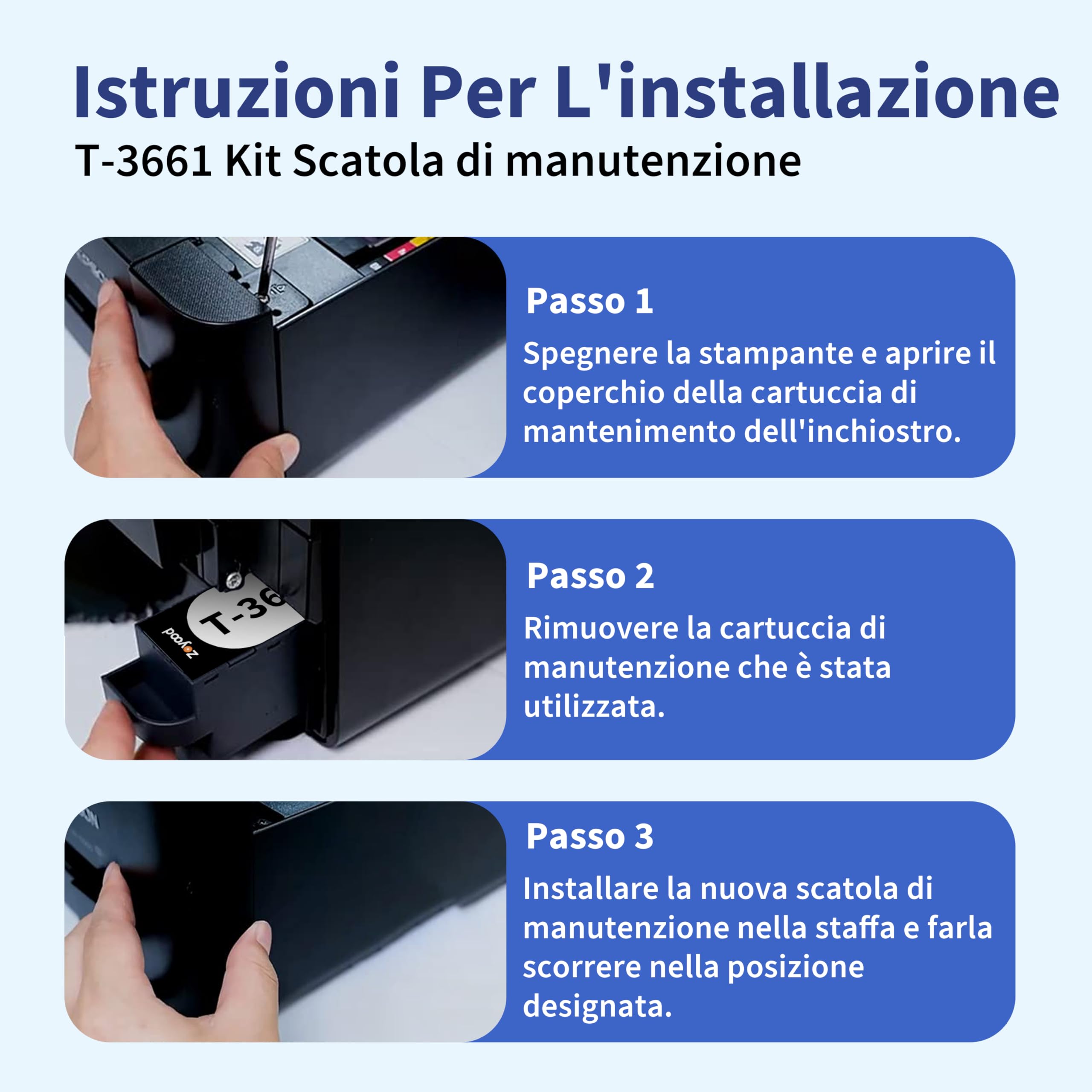 T3661 Scatola di Manutenzione Compatibile con Epson T3661 Contenitore di Manutenzione T 3661 C13T366100 con XP-6000 XP-6100 XP-8500 XP-6001 XP-6005 XP-6105 XP-8600 XP-8605 XP-970, 1-Pezzi