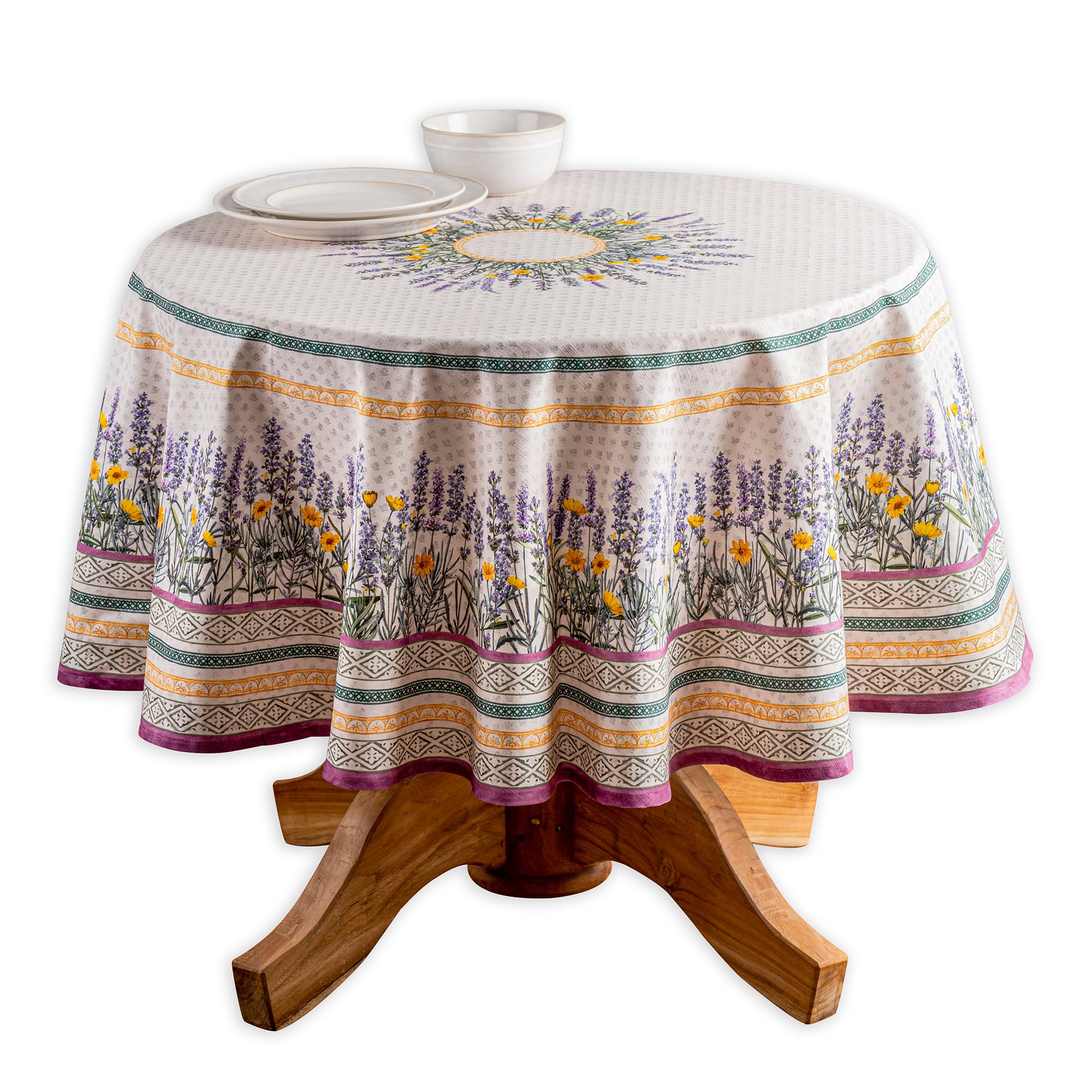 Maison d' Hermine Fanny Tischdecke aus 100 % Baumwolle, Lavendel, für Küche, Esszimmer, Dekoration, Party, Hochzeit, Frühjahr/Sommer (rund, 170 cm)