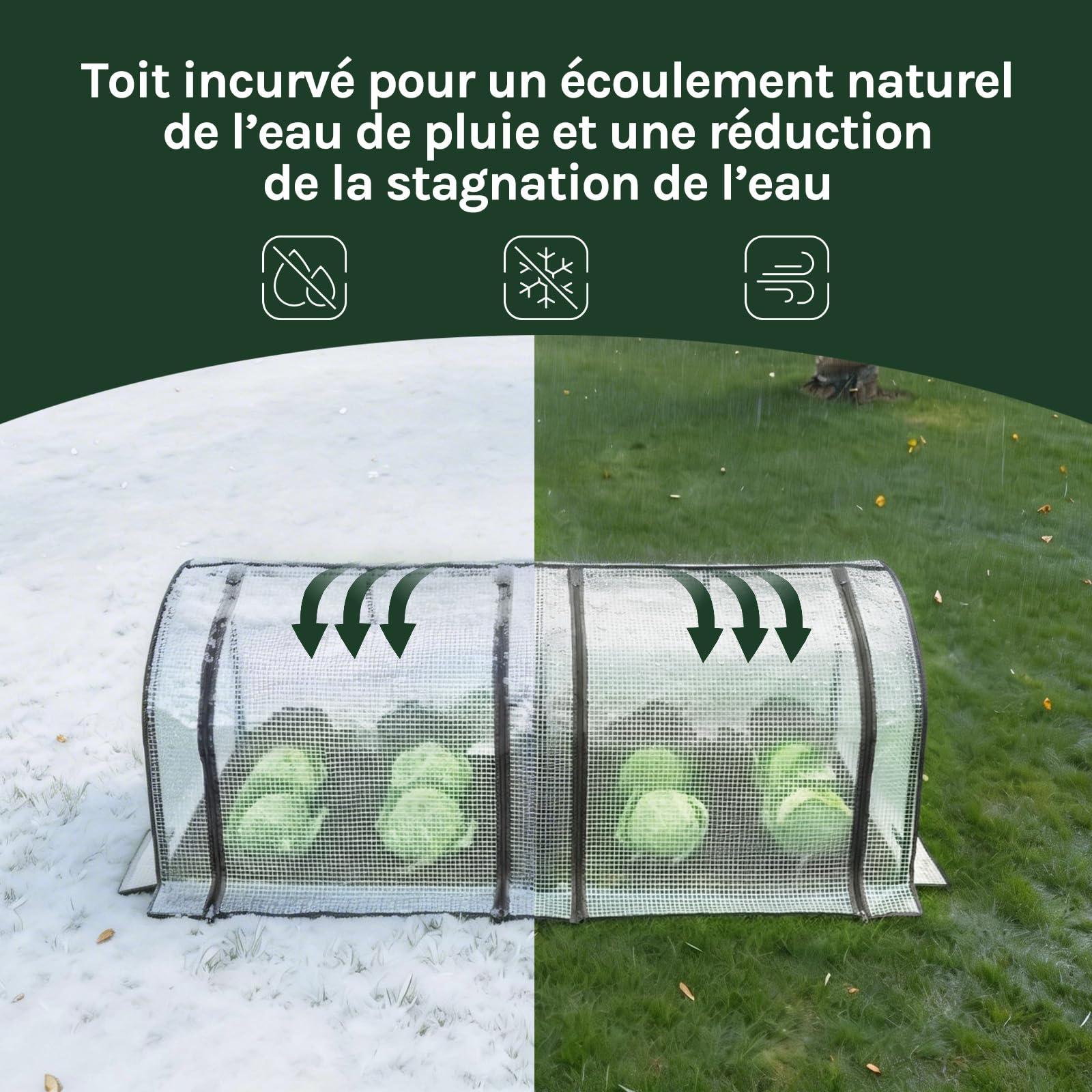 WOLTU Serre de Jardin, 130x60x50cm, Serre pour Plantes, en PE Imperméable et Demi-translucide 130g/m2, pour Protection de la Pluie, du Vent et de la Neige, Blanc