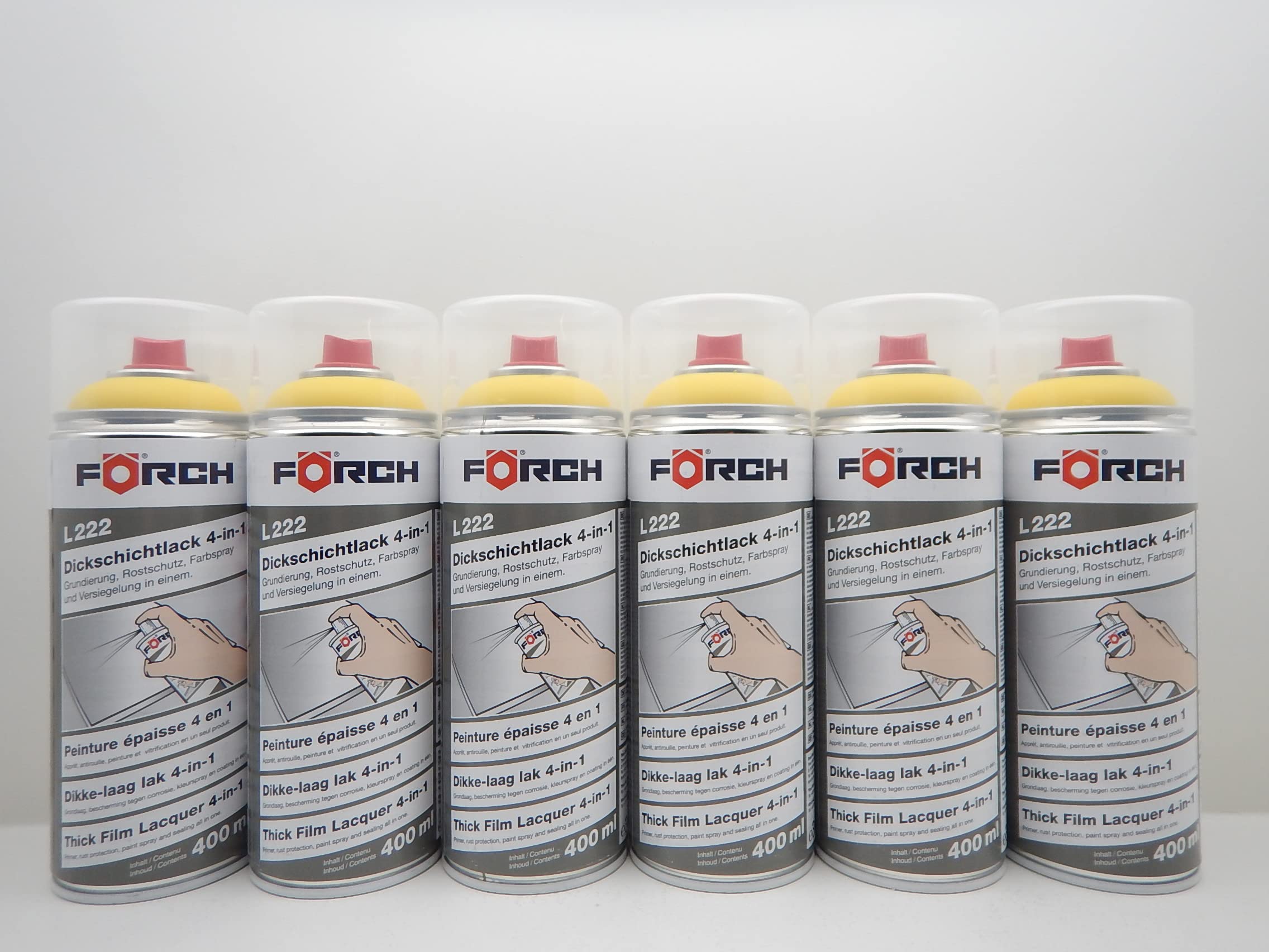 Förch 4 in 1 RAL 1021 RAPSGELB GELB DICKSCHICHTLACK LACK SPRAY SPRAYDOSE 400ML (6)