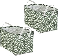 Vista 37 de DII Colección de almacenamiento de lavandería, contenedor plegable recubierto de polietileno con asas, celosía aguamarina, juego grande, 10.5 x 17.5