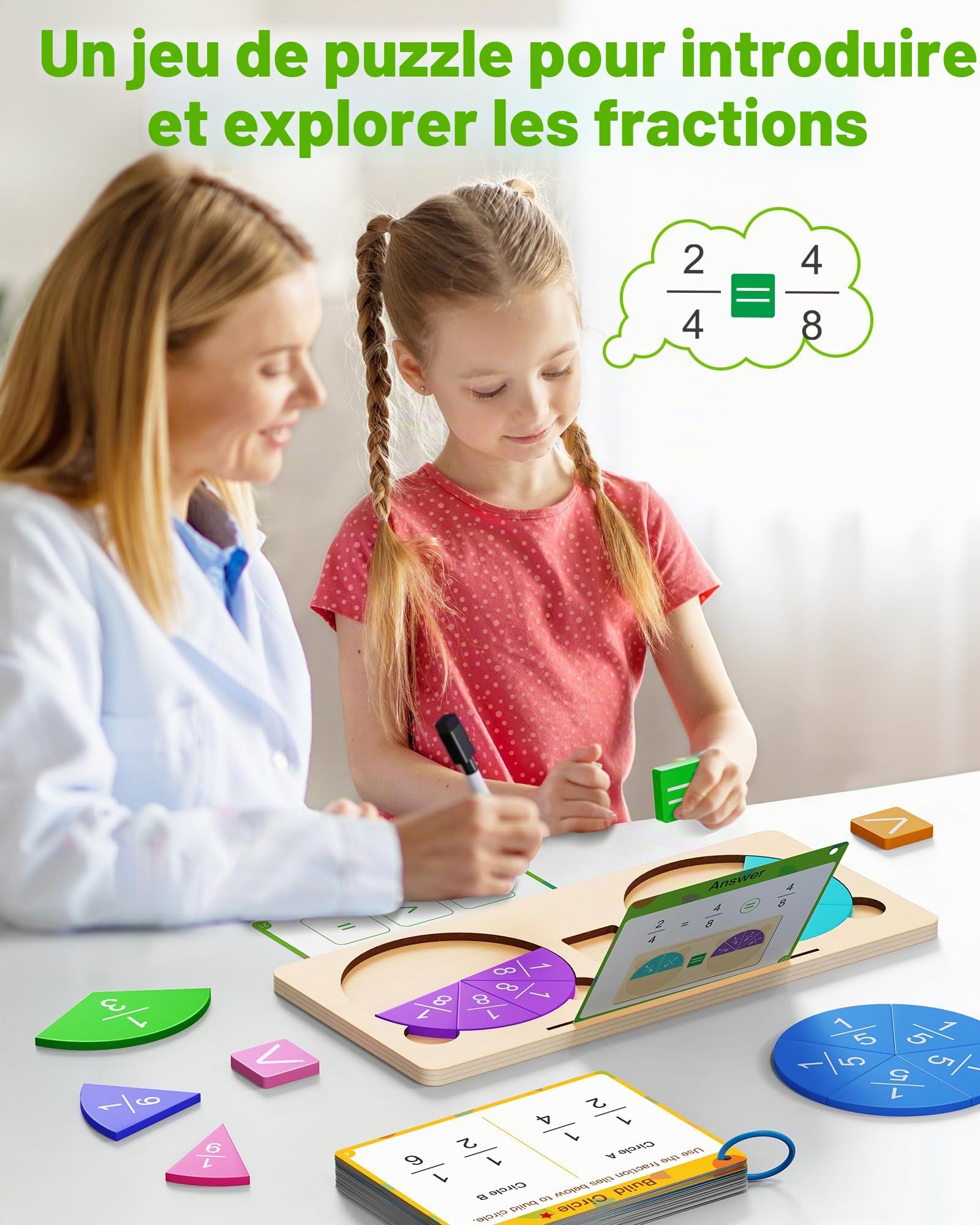 D-FantiX Jouets d'apprentissage fraction en bois