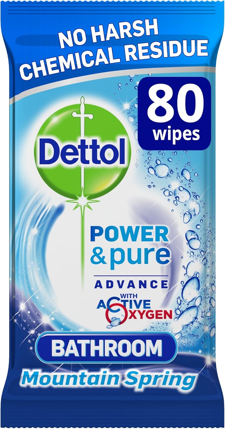Dettol Power Bathroom Wipes Fresh Mountain Spring, 80 each : Amazon.co ...