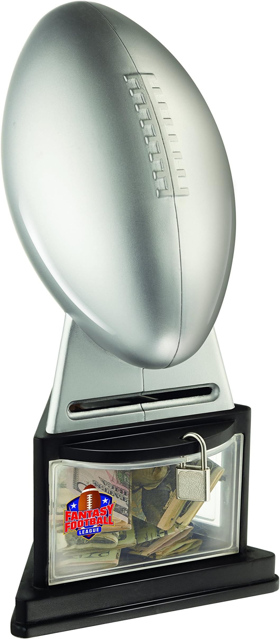 Fantasy Football Commissioner's Trophy Bank, Store Your Prize Money in the Secure Locking Base, Includes 2 Sturdy Lock with 2 Keys