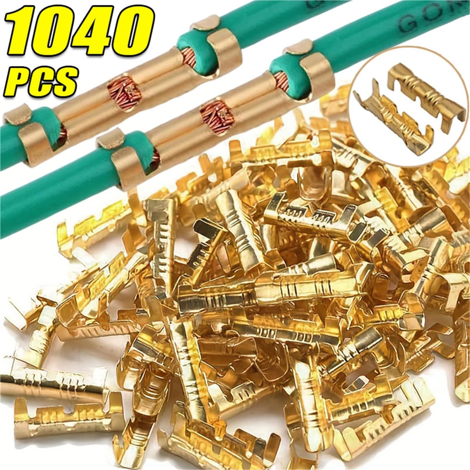 Cosse A Sertir Connecteur De Fil Réparation Électrique, Anneau Connexion Rapide En Cuivre Non Isolé Forme U, Terminal À Sertir(1040pcs (5bag))