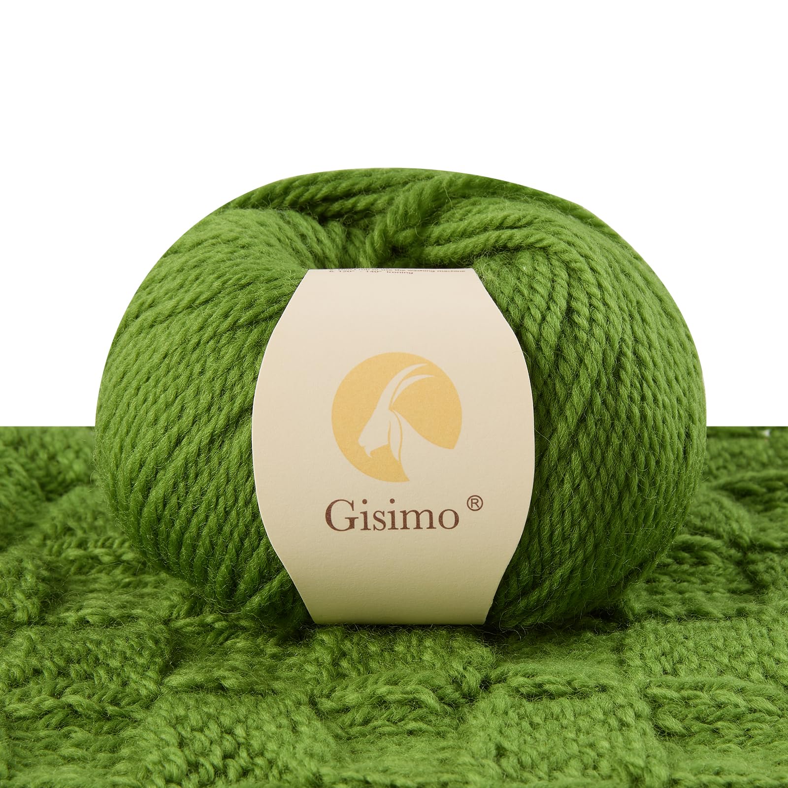 100% Merino Wool Yarn 3-Ply Luxurious and Soft Yarn for Hand Knitting &amp; Crocheting(Grass Green,1Ball)