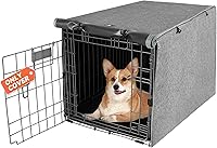 X-ZONE PET 30 Inch Double Door Dog Crate Cover, Durable 420D Polyester Grey Kennel Cover for Wire Crates - Privacy & Weather Protection