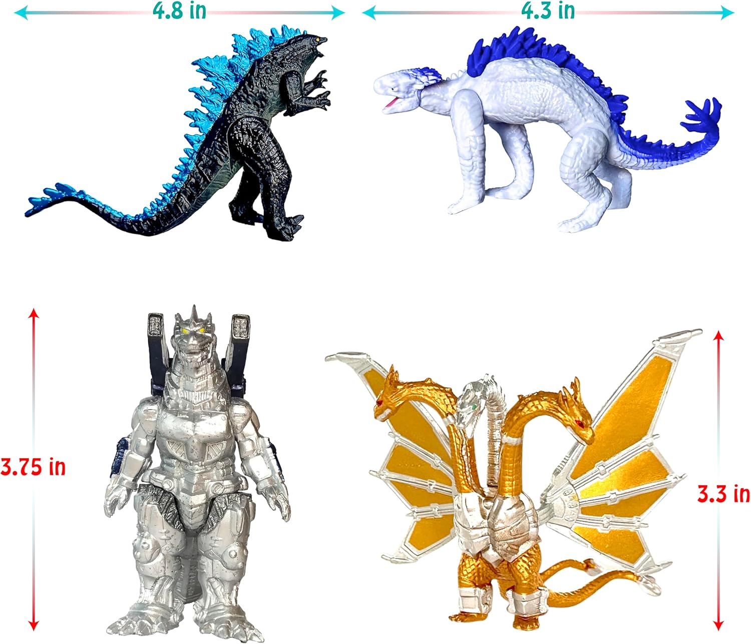 TwCare Set of 10 Godzilla x Kong: The New Empire, Dinosaur Dragon Toys Action Figures, Evolved Basic Exquisite Battle Roar B.E.A.S.T. Glove Shimo Frost Bite Mecha King Ghidorah Cake Toppers Pack