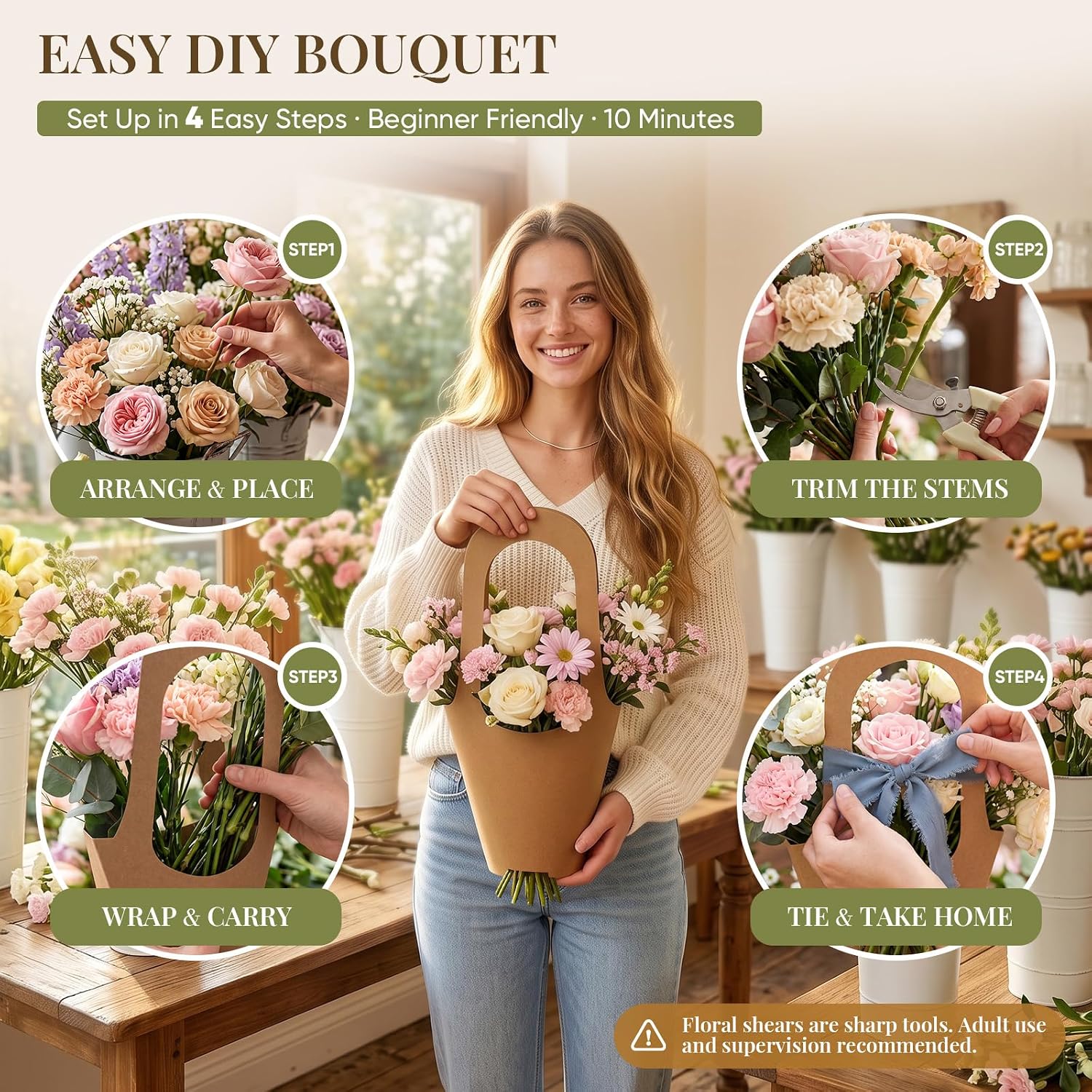 57 Pcs Flower Bar Buckets Kit for Party Events, DIY Bloom Bar Supplies Set image 5