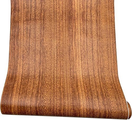 Miniatura 2 de Yifely Papel de vinilo texturizado de madera marrón para cajón, revestimiento de estante autoadhesivo para encimera, puerta corrediza, 17.7 pulgadas