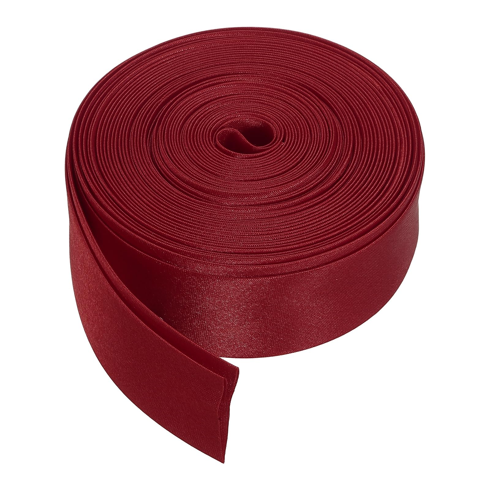 sourcing map Double Fold Bias Tape for Sewing, 1 Inch x 5.5 Yards Satin Bias Binding Tape Continuous Bulk for Quilting Blanket Binding Seaming Hemming Fabric Piping DIY Craft, Dark Red