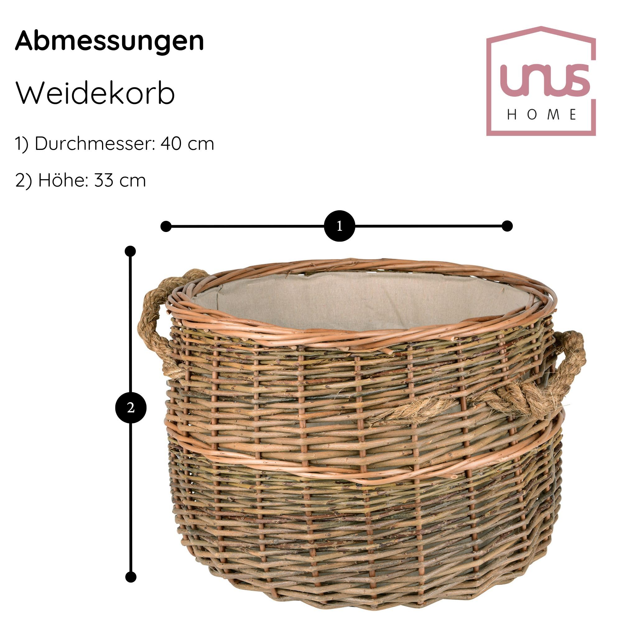 Korb Weide rund 2 Seilgriffe innen Ø 40