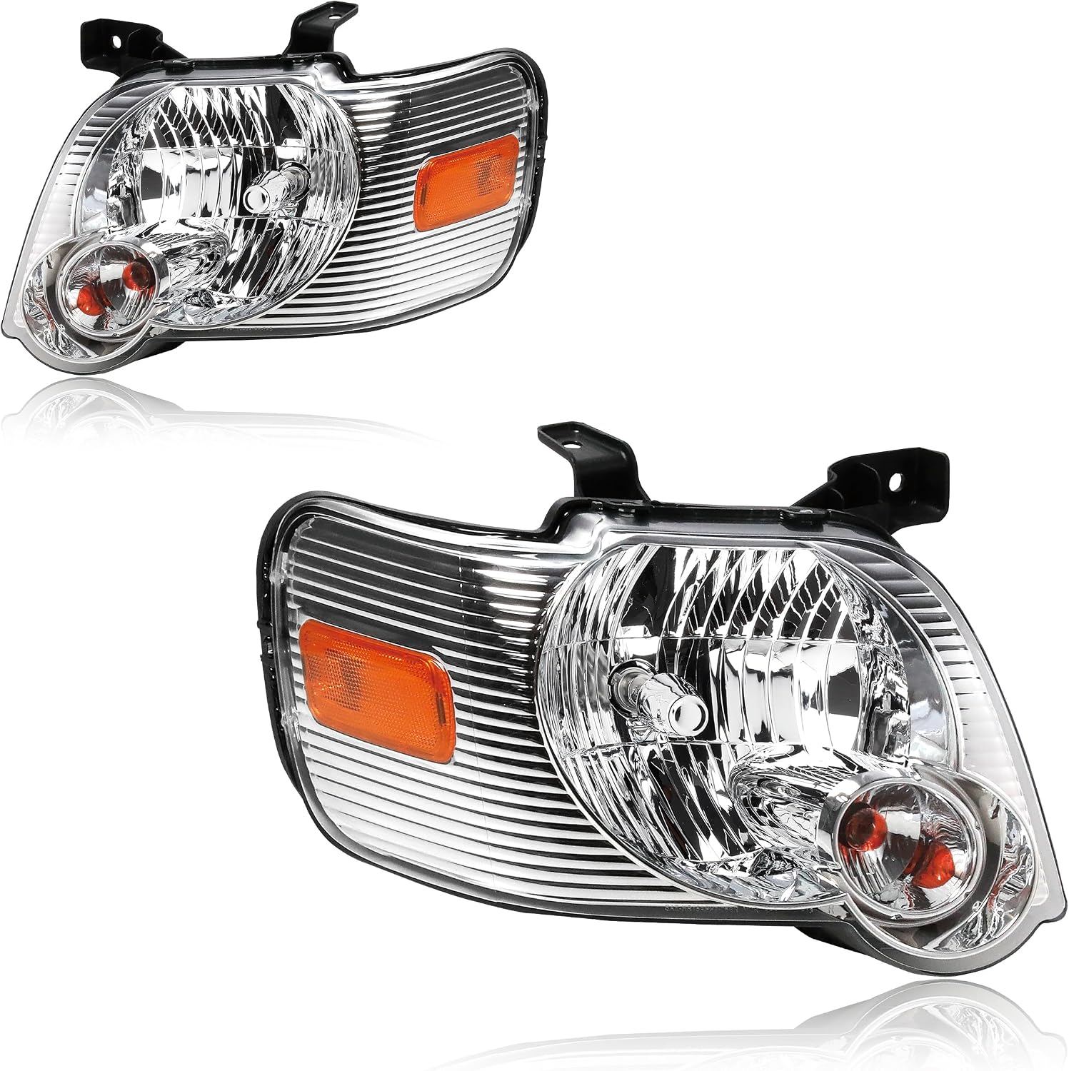 Black Pair Headlights Compatible With 2011-2015 Ford Explorer