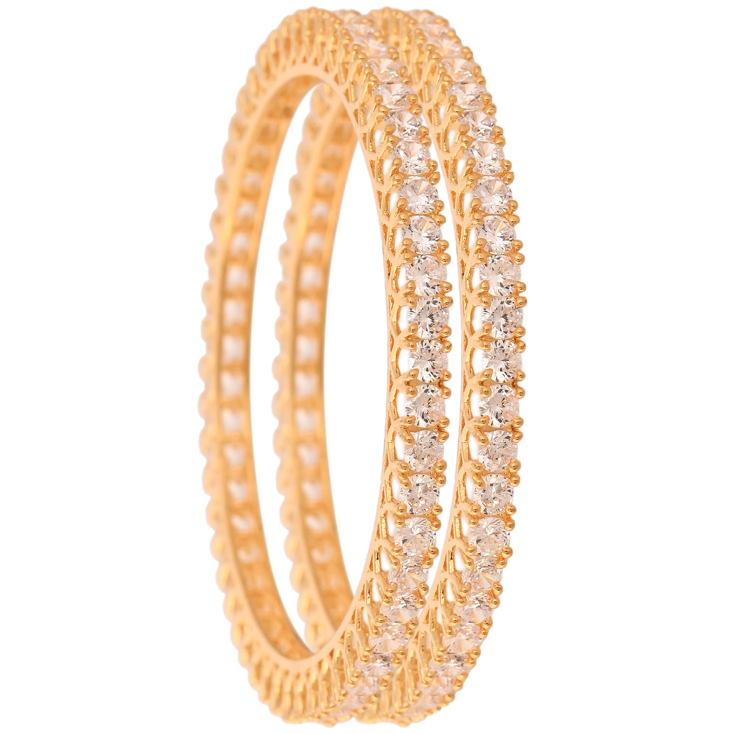 Ratnavali Jewels Gold Tone White CZ Zirconia Diamond Bollywood Wedding Indian Bangles Jewelry Women (B0BCGDRZ5Y) Amazon Price History, Amazon Price Tracker
