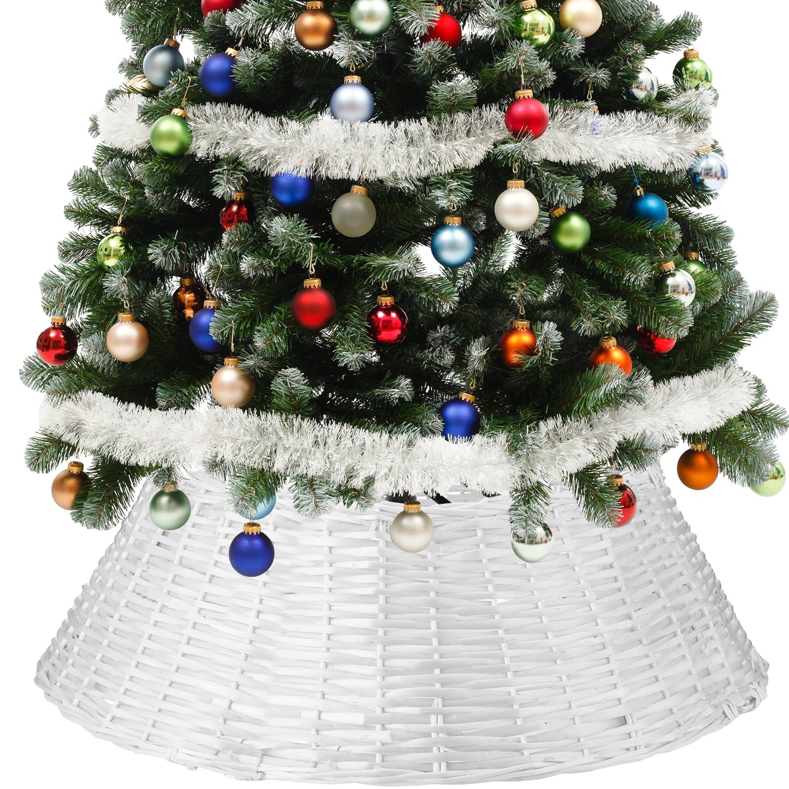 Peryiter Christmas Tree Collar 30 Inch Round Christmas Tree Ring Skirt