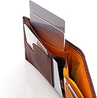 Vista 5 de Mush & Bow Sirius - Cartera para hombre, bloqueo RFID, plegable y delgada, Marrón, Minimalista